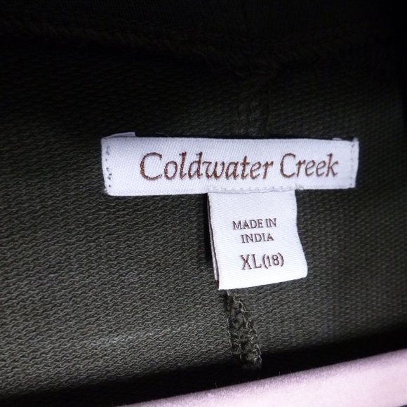Coldwater Creek olive green waterfall open cardigan heavy cotton XL 18 - Picture 2 of 5